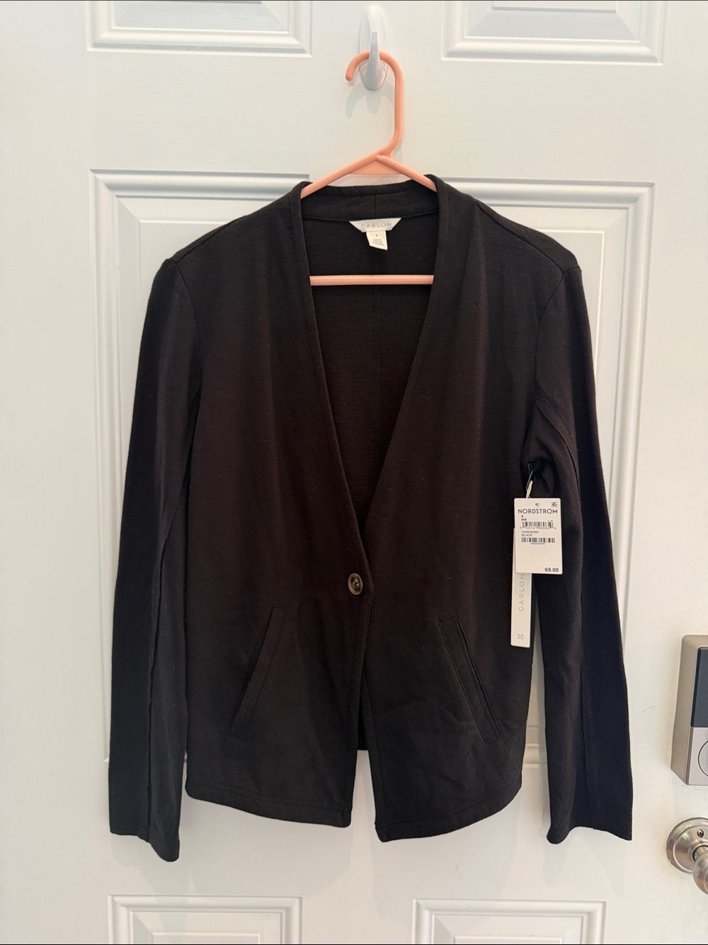 Caslon Black Single-Button Knit Blazer Size Small